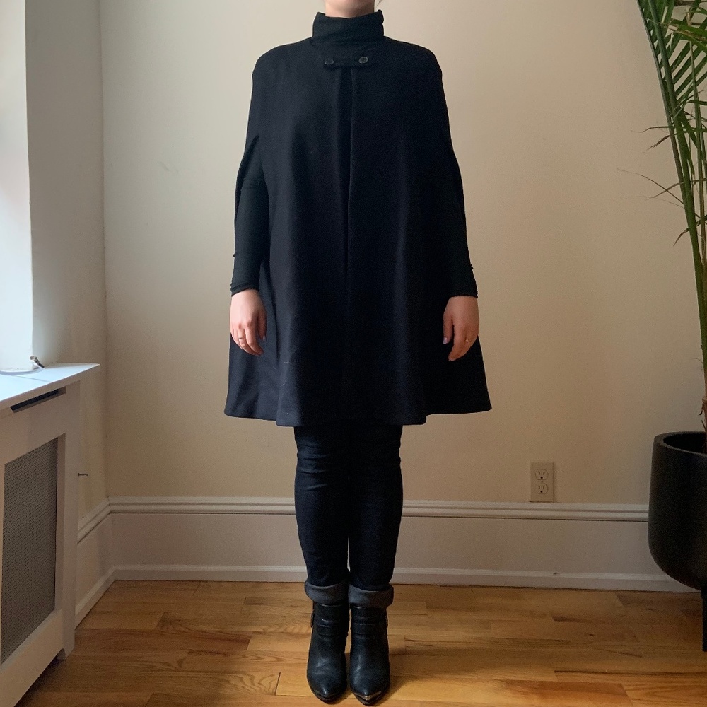 Zara Black Wool Blend Cape Coat